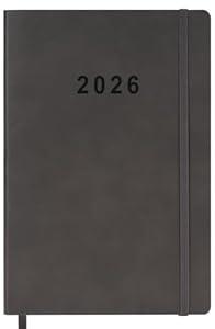 2026 Planner - Weekly and Monthly Planner, Jan 2026 - Dec 2026, Holidays, Contacts and Notes Pages, Vegan Leather Cover, Elastic Closure, 5.5”x8.25”, Grey