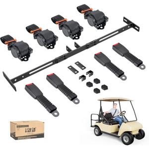 10L0L Golf Cart Seat Belts Kit,Universal for 4 Passenger/2+2 Seats EZGO TXT Club Car Yamaha,42 Belts with Bracket with Street-Legal Upgrades