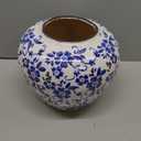 Mimorou Blue and White Vases Ceramic Vintage Chinoiserie Floral 6.69" H Terracotta Round Rustic Pottery Large Crackle Finish Vase for Centerpieces Home Farmhouse Modern Decor Living Room Decoration