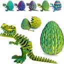 Easter Eggs Filled with Dinosaur Toys, 3D Printed Animals Mystery Crystal Dragon Egg with Articulated Tyrannosaurus Rex, Easter Basket Stuffers Fidget Toy for Adults Kids (Yellow Green)