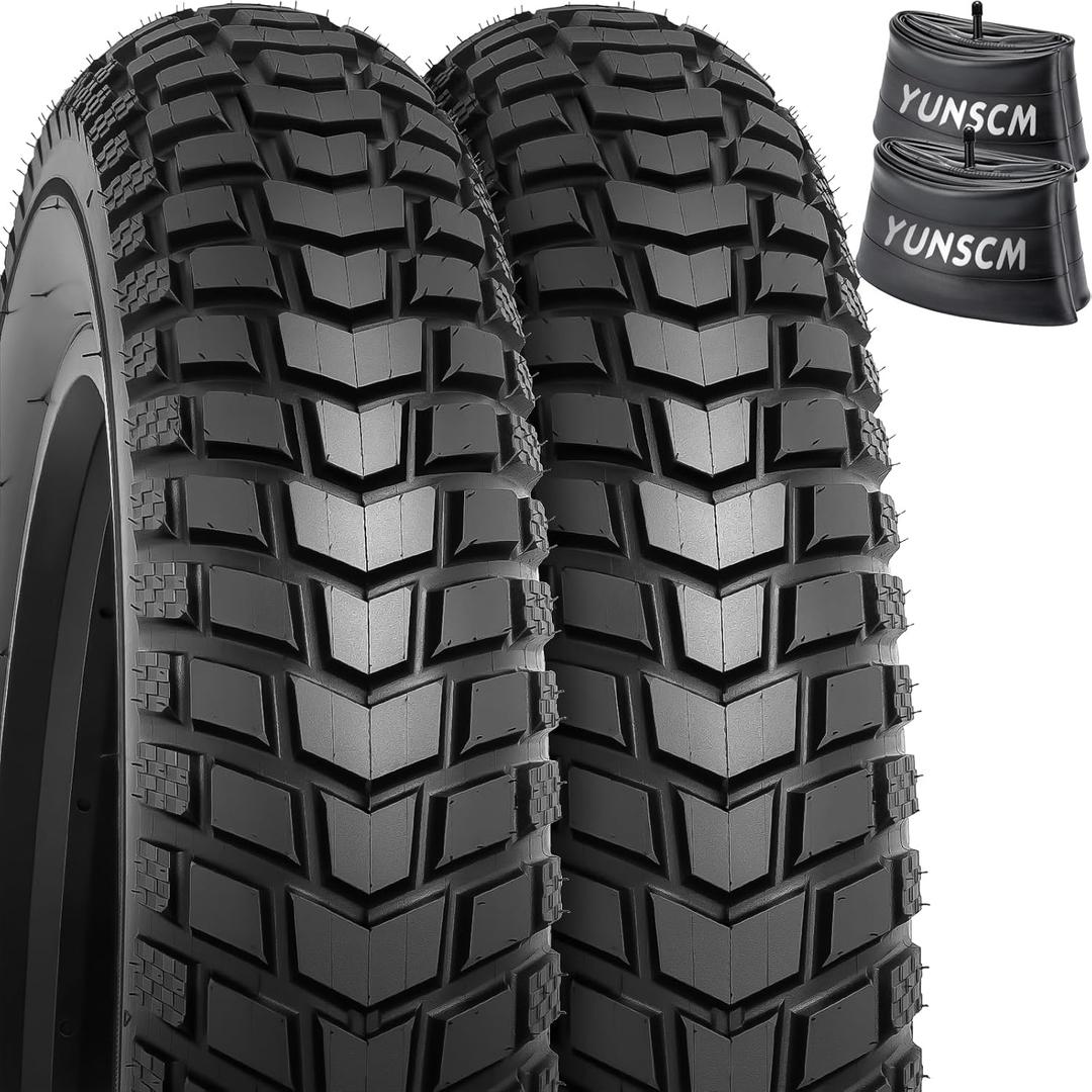 2-PCS 20"/24"/26" Heavy Duty E-Bike Tires 20x4.0/98-406 24x4.0/98-507 26x4.0/98-559 and Bike Tubes Compatible with 20/24/26 x 4.0 Fat E-Bike All-Terrain Directional Tread Bicycle Tires and Tubes