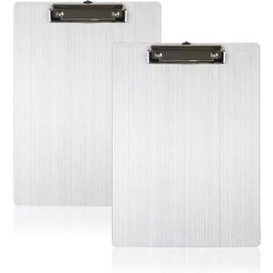 2 Pack Aluminum Clipboard 12.5 x 9 Inch Heavy Duty Metal Clip Board with Low Profile Clip A4 Letter Size Clipboard for Office School Medical Jobsite Laboratory