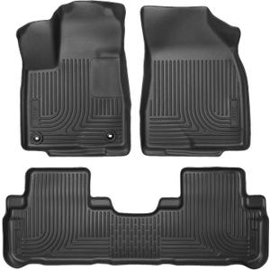 Husky Liners Weatherbeater Floor Mats | Fits 2014-2019 Toyota Highlander (Excludes Hybrid) | Front & 2nd Row, 3-pc Black - 99601