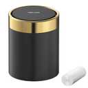 Mini Trash Can with Lid, Desktop Small Trash Can Recycling Bin Cute Metal Garbage Can for Tabletop Countertop Use,Stainless Steel 0.4Gal/1.5L Waste Bin for Office Parlor Car Bedroom,Swing Lid Open (Black)