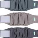 wegreeco Washable Male Dog Belly Band (Stylish Pattern)- Pack of 3 - Washable Male Dog Belly Wrap, Dog Diapers Male (Large) (Green, Light Brown, Grey)