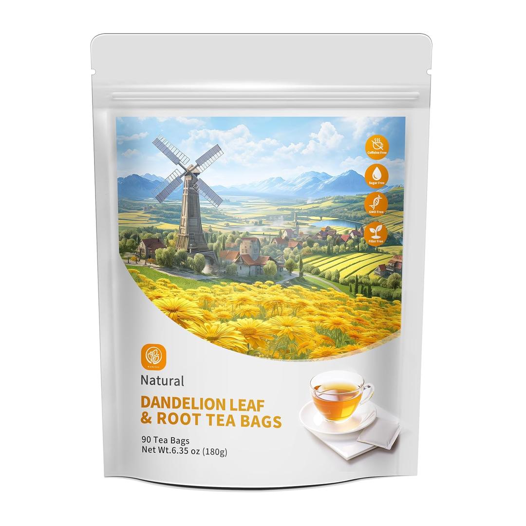 2 x Dandelion Leaf & Root Tea Bags with 90 Count - Supports Kidney & Lung Function, Healthy Herbal Tea - Caffeine Free, Exp: 9/4/2026