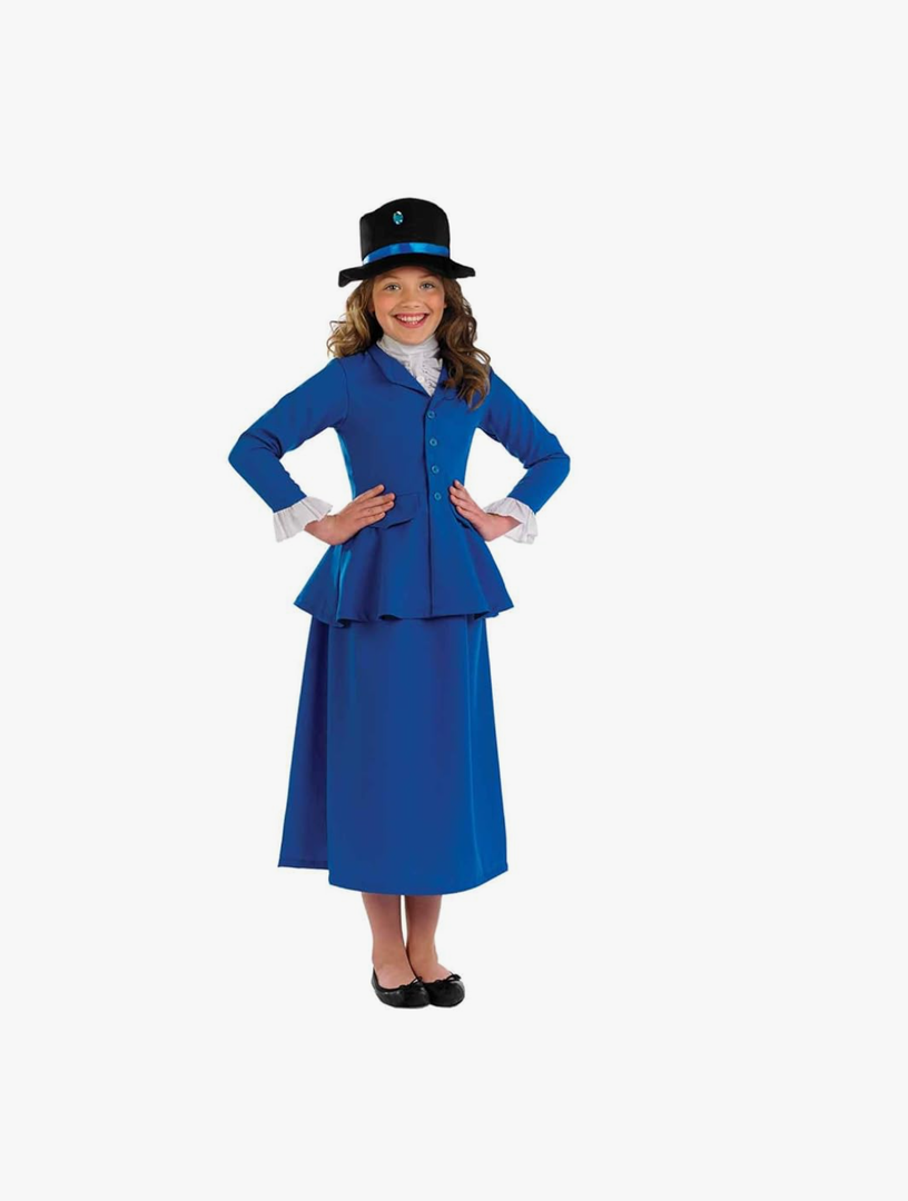 fun shack Girls Victorian Nanny Costume, Kids Pioneer Dress, Historical Costume for Girls, Classic Dress-Up Outfit Size L
