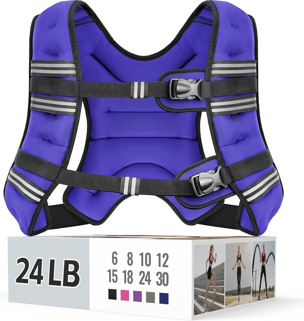 Zeerun Weighted Vest for Women & Men with Reflective Stripe and Adjustable Buckle, Comfortable & Durable Rucking Vest for Walking, Running & Strength Training (24 lb)