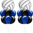 Sumind 2 Set Volleyball Table Centerpiece Balloon Stand Kit Foil Balloons Birthday Party Decorations Navy Blue Black Volleyball Senior Night 2026 Decoration for Graduation Game Sport Themed Birthday