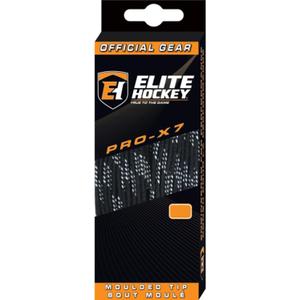 Elite Hockey PRO-X7 Wide Molded Tip Cotton Hockey Skate Laces (Color, Size Choice) (84", Black)