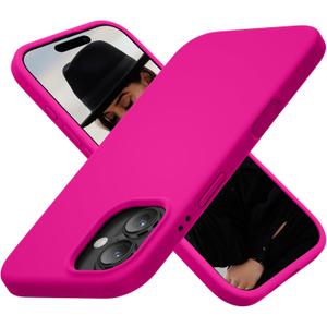 Cordking for iPhone 17 Case, Silicone Ultra Slim Shockproof Protective Phone Case with [Soft Anti-Scratch Microfiber Lining], 6.3 inch, Hot Pink