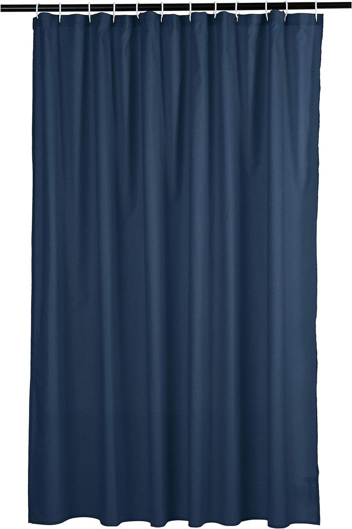 Amazon Basics Waffle Weave Shower Curtain, 72" x 72", Navy Blue