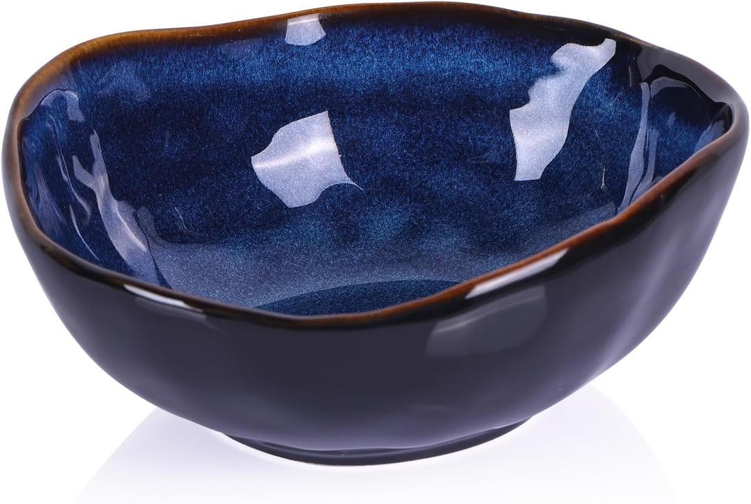 6" Blue Ceramic Decorative Bowl, Key Bowl for Entryway Table, Candy Dishes, Salad Bowl, Fruit Bowl for Kitchen Counter, Blue Small Jewelry Trinket Dish for Bedroom, Bedside Table, Living Room