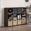 Furinno Cubicle Cube Insert, H-Shelf Cube Organizer, 2-Tier Shelf Accessory, Fits into Furinno Triple Thick Cubes, IKEA Kallax, for Organizers and Storage, Black Dark Oak