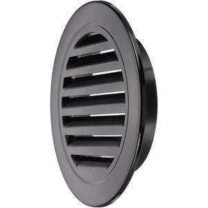 PATIKIL 7 Inch Round Soffit Vent, Aluminum Alloy Wall Vent Grille Cover Exterior Exhaust Louvered Vent with Built-in Mesh for Kitchen Bathroom Garage, Black