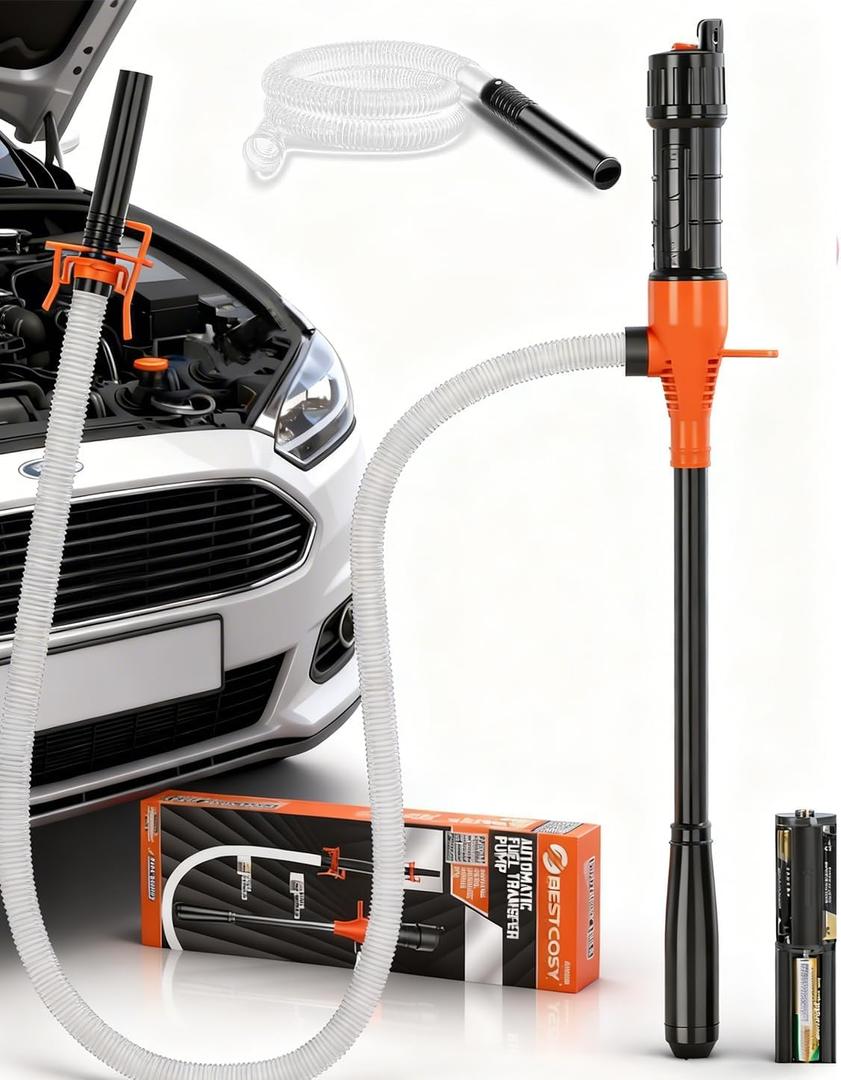 Portable Fuel Transfer Pump with 47" Hose-High Flow Hand Fuel Pump, Battery Powered Siphon Pump for Gasoline Mechanical Fuel Pumps Universal Fit for Gasoline, Vehicles, Fuel,Water TransferAmber
