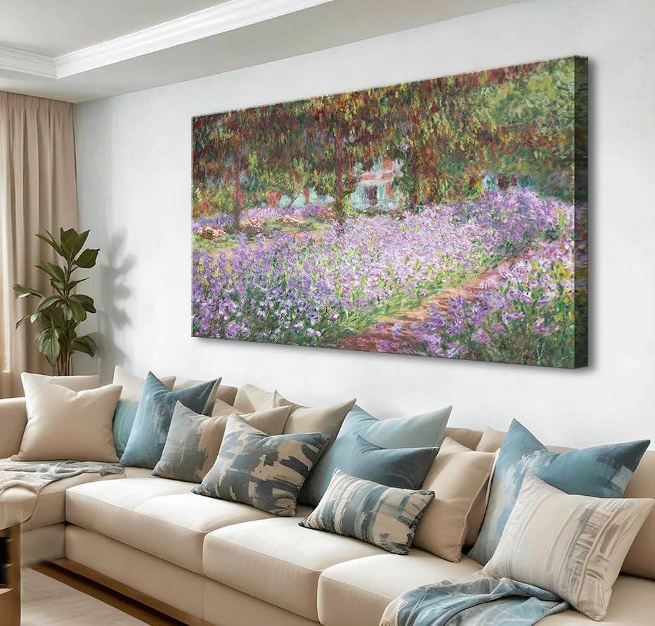 Irises in Monet's Garden, 1900 by Claude Monet - Large Canvas Art Wall Decor Painting Print Framed -32" x 48"