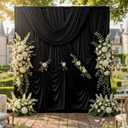 10x10ft Wrinkle Free Black Backdrop Curtain for Parties, Silky Polyester Photo Backdrop Drapes Back Drop Cloth for Wedding Birthday Graduation Photography Photoshoot Decor 2 Panels 5x10ft (10ftx10ft)