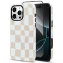 SOKAD Magnetic Checkered Phone Case for iPhone 16 Pro, Brown