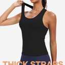 Sports Bra for Women, Wide Straps Racerback Built-in Bra Tank Tops,Gym Yoga Sports Shirts Running Athletic Crop Top (Black, L)