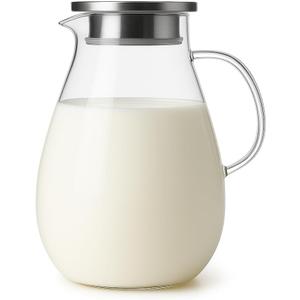 Glass Pitcher with Lid, 50oz / 1.5L Water Jug for Hot and Cold Beverages – Heat-Resistant Carafe for Tea, Juice, Coffee, and More