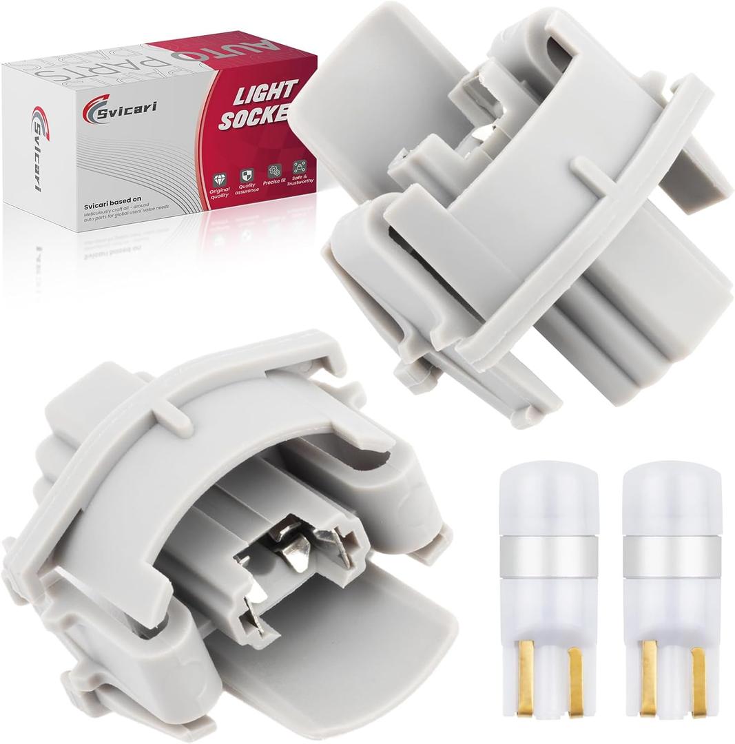 2PCS License Plate Light Socket Fit for Honda Accord CR-V Civic Odyssey Fit Pilot Insight for Acura RDX Replace OE 34102-S60-003/34102-SWA-A01 with Light Bulb