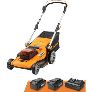 LawnMaster 48V MAX Electric Lawn Mower, 19-inch Brushless Cordless Lawn Mower with 2X24V MAX 4.0Ah Battery and a Dual Charger-CLMF4819A