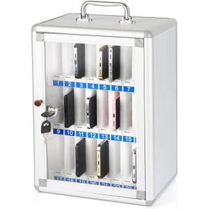 24 Slots Aluminum Alloy Pocket Chart Storage Cabinet for Cell Phones,Wall-Mounted with a Locked,Can be Carried by Hand (24 Slots)