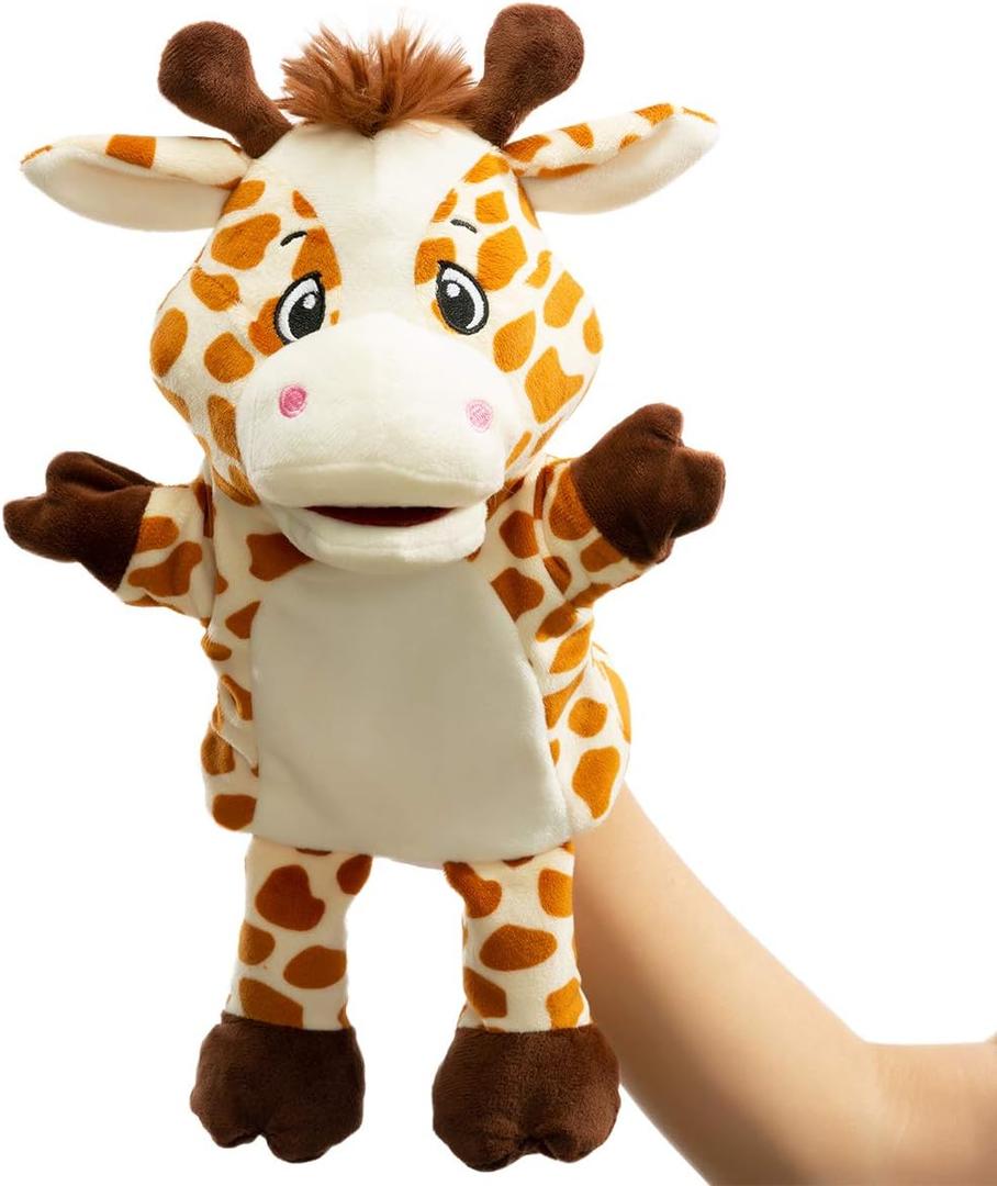 HollyHOME Animal Puppets Giraffe Hand Puppets Toys Sika Zoo Animal Puppets 14 Inches Tan