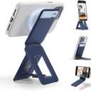 MOFT Phone Tripod Wallet for iPhone, Mulit-Angles, Lightweight & Portable Phone Stand, MOVAS Vegan Leather Magnetic Wallet, Strong Magnets, NFC Card Holder,Travel Essential, Navy Blue (With Card Slot)