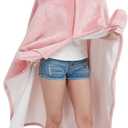 NAFLEAP Wearable Hooded Blanket for Adult Kids, Animal Blanket Hoodie Women Girl Fleece Sherpa Christmas Gift (Adult Pink Bunny)