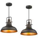 Emliviar 2 Pack Farmhouse Pendant Lights for Kitchen Island, 1-Light Ceiling Hanging Lights with Metal Dome Shade, Oil Rubbed Bronze Finish, YE262M1L-2 ORB, Missing Parts