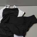  Girls Tankini Swimsuit Solid Color Blocking Two Piece Bathing Suit Ruched Slimming Teen Girls' Swimwear Black+white, 17-18 Years)