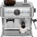 Chefman Crema Supreme 15 Bar Espresso Machine with Milk Frother, Barista Steam Wand, Professional Coffee Maker with Coffee Grinder, 30 Grind Settings, 3L Removable Water Tank - Stainless Steel