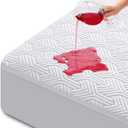 HYLEORY King Size Mattress Protector - Waterproof Bamboo-Viscose Cooling Mattress Pad Cover, Breathable Soft 3D Air Fabric, Noiseless Washable Fitted Sheets with Deep Pocket Up to 21", White