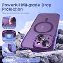 YEMORAN Compatible with iPhone 15 Case with Built-in Camera Lens Protectors Translucent Magnetic iPhone 15 Phone Case 6.1" [Compatible with Mag-Safe][Great Grip Feeling], Purple