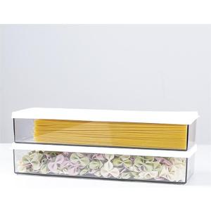 JJYHEHOT 2 Pack Airtight Pasta Containers with Lid, 1.1L Spaghetti Noodle Food Storage Box, Clear Rectangular Cereal Canister for Kitchen Pantry, Plastic Stackable Food Organizer for Fridge