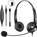 Callez Wired Computer Headset, 3.5mm/USB-C Headset with Mic Noise Cancelling for Work, Cell Phone Headphone for PC Laptop Mac iPhone Samsung Zoom Teams Call Center Home Office, in-line Controls