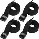 Ayaport Lashing Straps with Buckles Adjustable Cam Buckle Tie Down Cinch Strap for Packing Black 4 Pack (0.75'' x 6')