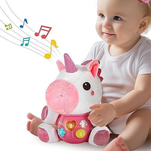 iPlay, iLearn Baby Unicorn Musical Toys, Newborn Girls Gift, Soft Unicorn Plush Stuffed Animal, Infant Light Music Time, 1st Valentine's Easter Stuffer for 0 1 2 3 6 9 12 18 Month 1-3 Yrs Toddlers