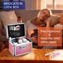 Medicine Lock Box with 3-Digit Combination Lock Pink Lockable Storage Box for Medication, Small Lock Box for Valuables, 7" Locking Medicine Box, Lock Box for Home Travel Dorm