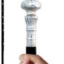 Vintage Silver Brass Handle Victorian Foldable Wooden Black Walking Stick Cane Ideal Gift Men Walking Cane Wooden Walking Stick Silver Brass Handle Knob Gift