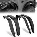 for Wrangler JK Flat Front and Rear Fender Flares Combo Compatible with 2007-2018 Jeep Wrangler JK JKU Unlimited, 4-Piece Off-Road Heavy Duty Steel Wheel Fenders Kit (2/4 Doors, Textured Black)