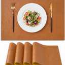 Artoid Mode Rust Faux Leather Placemats Set of 4 | 12x18 Inch Waterproof Wipeable Heat Resistant Vinyl Place Mats, Reversible Table Mats for Fall Kitchen Dining Decor