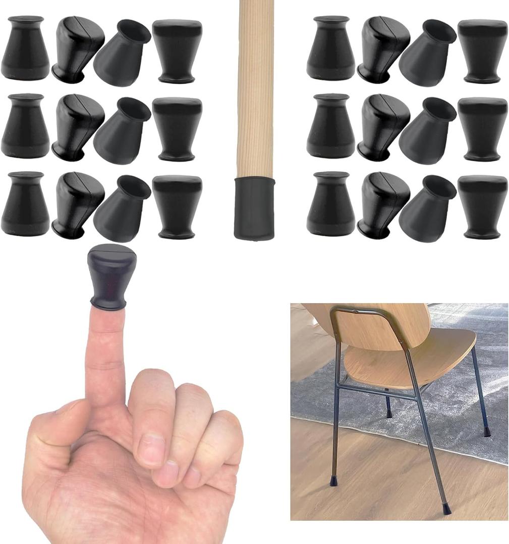 Non Slip Silicone Chair Leg Floor Protectors Extra Small Chair Leg Caps Bottom Anti Slip Small Furniture Feet Covers for Hardwood Floors Prevent Scratches,24 PCS (X-Small:5/9to 4/5(0.55to 0.8))