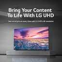 LG 65UQ70 UHD Smart TV.  Screen Size: 65 inches. Resolution: Real 4K UHD. Smart Platform: webOS with ThinQ AI. Features: Includes LG Channels for free IP streaming