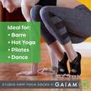 Gaiam Grippy Studio Yoga Socks, Non-Slip, Open-Toe, One Size (Black)