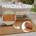 Nordic Teak 100% Solid Teak Wood String Mat - Indoor and Outdoor Use - Non-Slip Wooden Platform for Sauna, Pool, Hot Tub Flooring Decor and Protector (Oiled Finish, 59" x 35", Rectangular)
