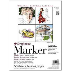 Strathmore 500 Series Marker Paper, Tape Bound Pad, 14x17 inches, 50 Sheets (13.5lb/50g) - Professional Artist Paper