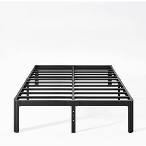 KERAMIK 12 Inch High Full Size Bed Frame No Box Spring Needed, Full Bed Frame Metal with Round Edge, Easy Assembly, Heavy Duty, Black
